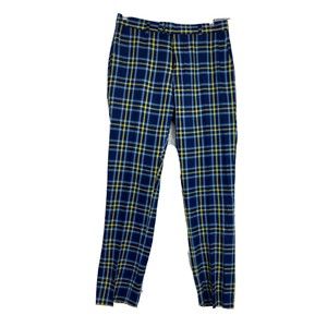 Paisley & Gray Womens Ankle Pants Plaid High Rise Blue Yellow Size W29xL32 NWT